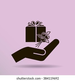 gift and hand vector icon