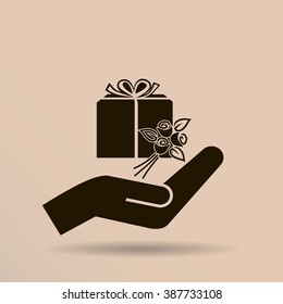 gift and hand vector icon