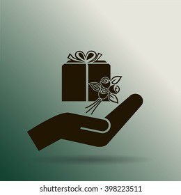 gift and hand vector icon