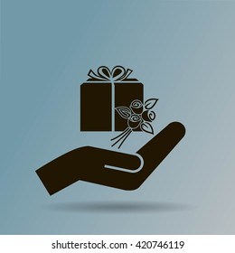 gift and hand vector icon