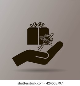 gift and hand vector icon