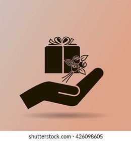 gift and hand vector icon