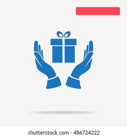 Gift and hands icon. Vector concept illustration for design.