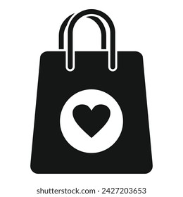 Gift heart bag icon simple vector. Card bow parcel. Festive item promotion