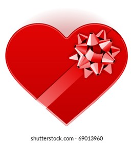Gift heart with bow top view Valentine's day vector illustration
