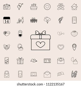 a gift with a heart icon. Detailed set of Valentine icons. Premium quality graphic design sign. One of the collection icons for websites, web design, mobile app on colored background