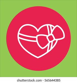 gift heart with ribbon bow line icon 