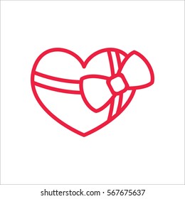 gift heart with ribbon bow line icon 