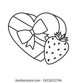 gift in heart shape with strawberry isolated icon vector illustration design