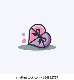 Gift with heart shape - Vector illustration