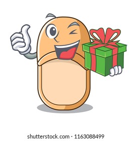 With gift home slippers icon in cartoon style