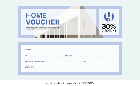 Gift Home voucher cards, discount coupons, or banner web templates with marble texture imitation and blurred background.