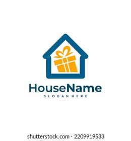 Gift House logo design template. Gift logo concept vector.