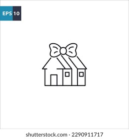 Icono de contorno de casa de regalo Ilustración del vector
