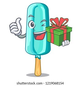 With gift Ice cream shaped with stick cartoon