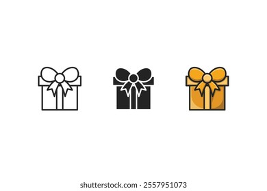 gift icon, birthday gift, celebration gift with various styles