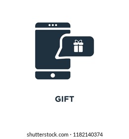 Gift icon. Black filled vector illustration. Gift symbol on white background. Can be used in web and mobile.