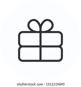 Gift icon, black linear symbol vector design. Great for mobile app, web design, print materials, etc.