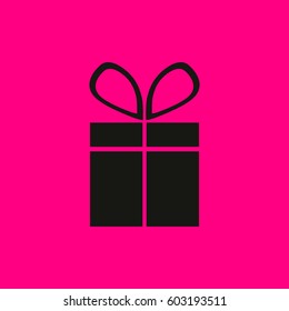 gift icon. Black icon on pink background