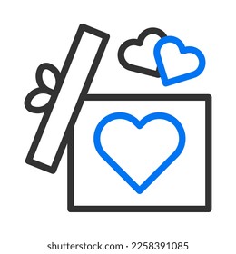 gift icon blue grey style valentine illustration vector element and symbol perfect. Icon sign from modern collection for web.