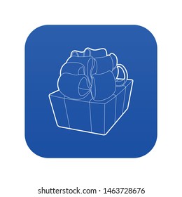 Gift icon blue vector isolated on white background