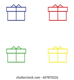 gift icon. Blue.Red. Green. Yellow.