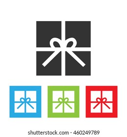Gift icon. Gift box logo isolated on white background. Flat vector illustration.