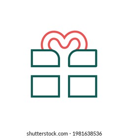 Gift icon. Box icon. Present icon. Colored gift icon. Holiday concept. Can be used for advertising and banner purposes. Can be used for holidays. Vector EPS 10.
