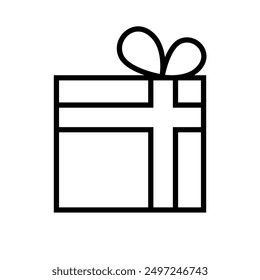 gift icon, gift box with ribbon , present outline style