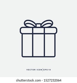 Gift Icon - Gift Box With Ribbon Icon Vector Design Outline Style Symbol Isolated On Light Background For Your Website Design, Logo, Application, UI, Vector Illustration EPS 10.