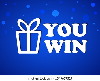Gift icon box. You win. Lottery drawing advertising banner template. Vector illustration