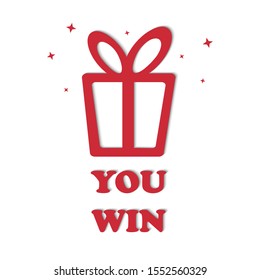 Gift Icon Box. You Win. Lottery Drawing Advertising Banner Template. Vector Illustration