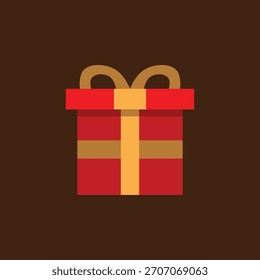 Gift Icon With Brown Artboard And Flat Style