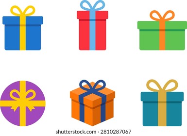 Gift Icon Bundle Colorful Gift Boxes in Various Shapes and Sizes Silhouette