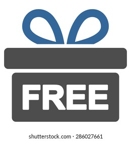 Gift icon from Business Bicolor Set. This flat vector symbol uses cobalt and gray colors, rounded angles, and isolated on a white background.