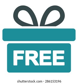 Gift icon from Business Bicolor Set. This flat vector symbol uses soft blue colors, rounded angles, and isolated on a white background.