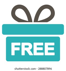 Gift icon from Business Bicolor Set. This flat vector symbol uses grey and cyan colors, rounded angles, and isolated on a white background.