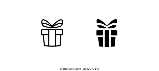 gift icon button, vector, sign, symbol, logo, illustration, editable stroke, flat design style isolated on white