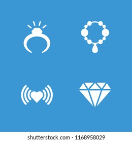 Gift icon. collection of 4 gift filled icons such as ring, necklace, diamond. editable gift icons for web and mobile.