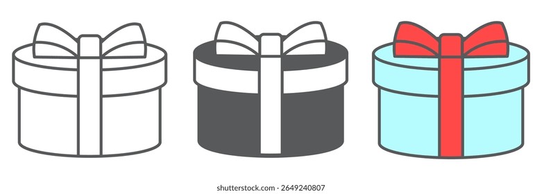 Gift icon collection, merry christmas and package, present sign vector set graphics, editable stroke linear icon, eps 10
