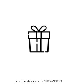 Geschenksymbol. E-Commerce und Shopping Icon. Einfach, flach, umrissen, schwarz.