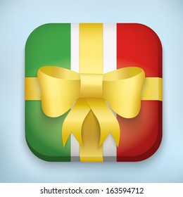 Gift Icon Flag of Italy with bow and strip. Premium Design for Web and Mobile