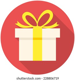 Gift icon (flat design with long shadows)