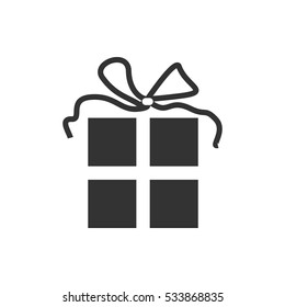 Gift icon flat. Illustration isolated on white background. Vector grey sign symbol