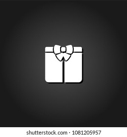 Gift icon flat. Simple White pictogram on black background with shadow. Vector illustration symbol