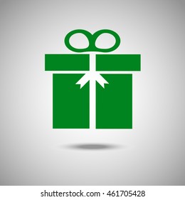 Gift icon. Flat style. Grey background. Vector illustration.