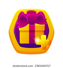 Geschenksymbol für Game Ui, Geschenkbox, Goldglücksknopf.