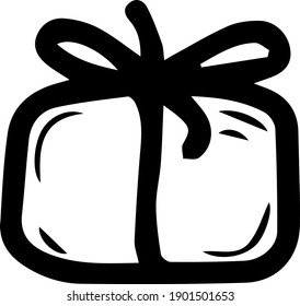 Gift icon hand drawn on white paper