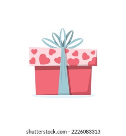 Gift icon with hearts decoration. Valentine day celebration