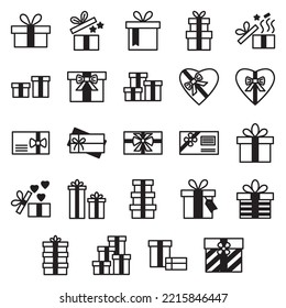 Gift icon and illustration collection, white color background